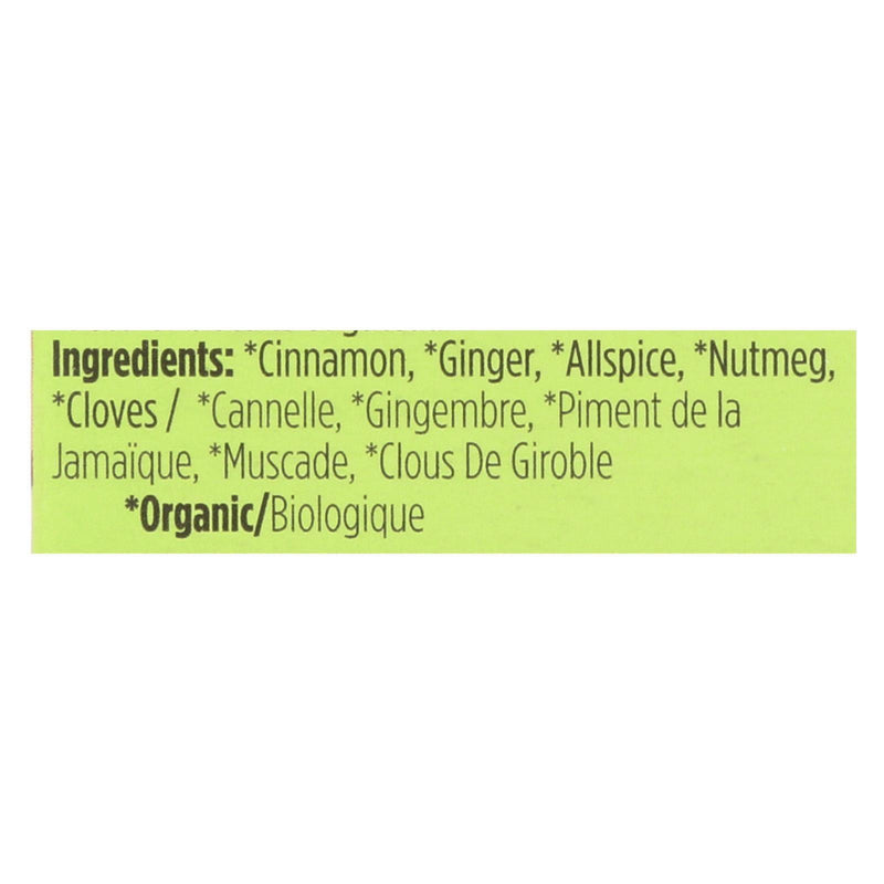 Spicely Organics - Organic Seasoning - Pumpkin Pie Spice - Case Of 6 - 0.35 Oz. - Orca Market