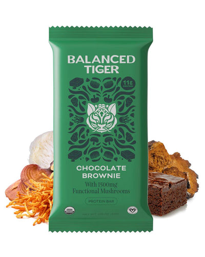 Balanced Tiger - Bar Part Chaga Chocolate Brownie - Case Of 12 - 1.55 Ounces - Orca Market