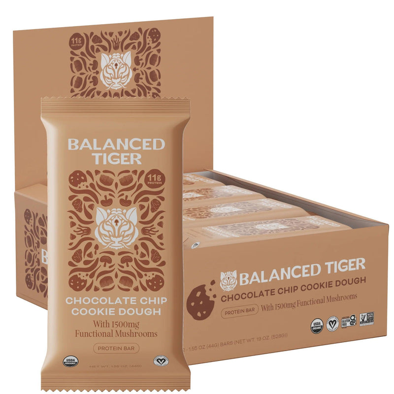 Balanced Tiger - Bar Protein Chocolate Chip Cookie Dough - Case Of 12 - 1.55 Ounces - Orca Market