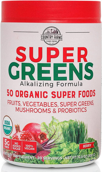 Country Farms - Super Greens Powder Berry - 1 Each-10.6 Oz - Orca Market