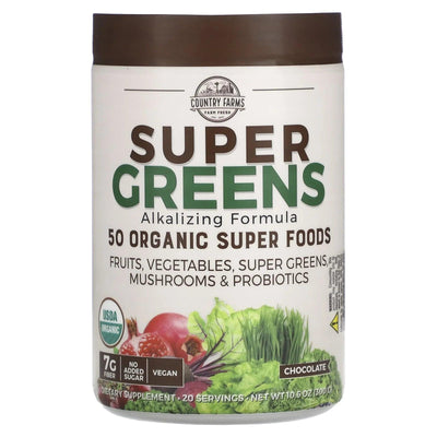 Country Farms - Super Greens Powder Chocolate - 1 Each-10.6 Oz - Orca Market