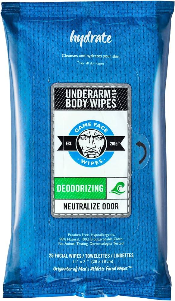 Game Face - Deodorant Underarm & Body Wipes - 1 Each-25 Count - Orca Market