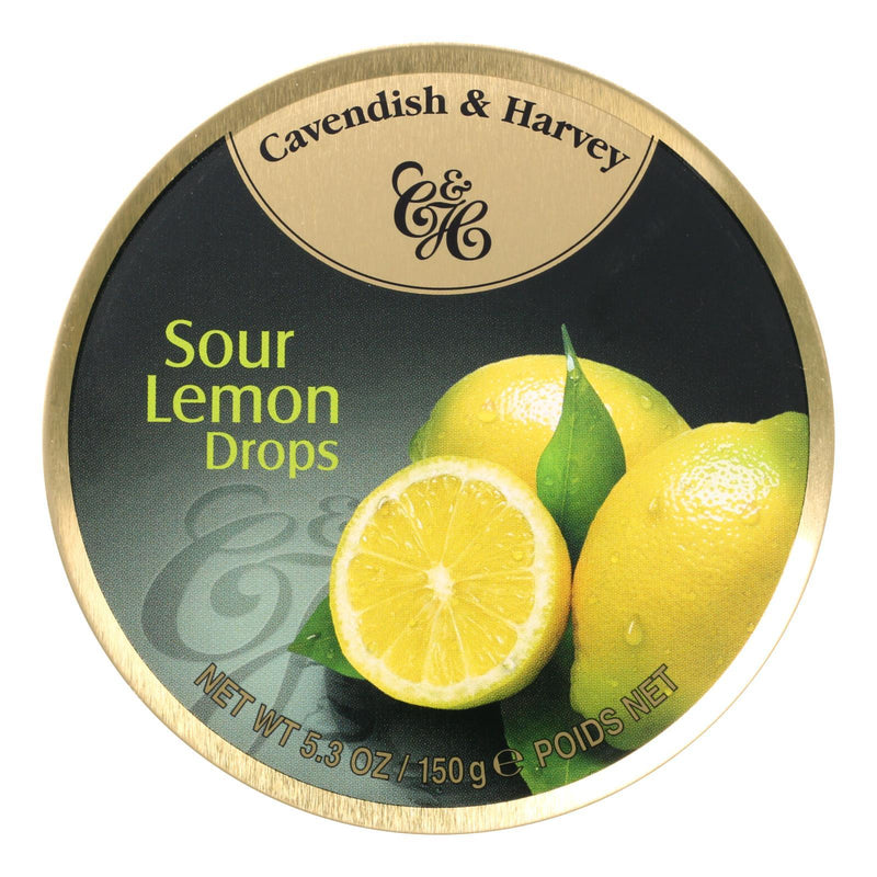 Cavendish And Harvey Fruit Drops Tin - Sour Lemon - 5.3 Oz - Case Of 12 - Orca Market