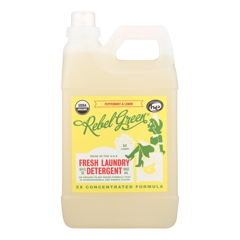 Rebel Green Laundry Detergent - Organic - Peppermint And Lemon - Case Of 4 - 64 Fl Oz - Orca Market