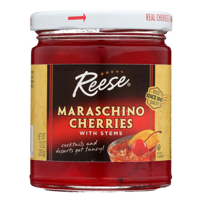 Reese Red Maraschino Cherries With Stems - Case Of 12 - 10 Oz. - Orca Market