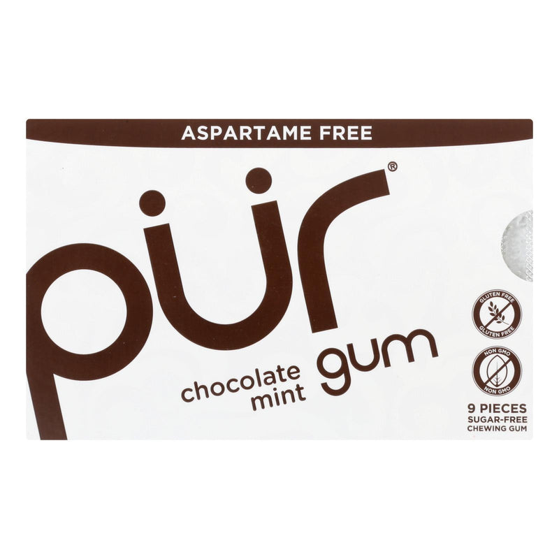 Pur Gum Gum - Chocolate Mint - Case Of 12 - 9 Count - Orca Market