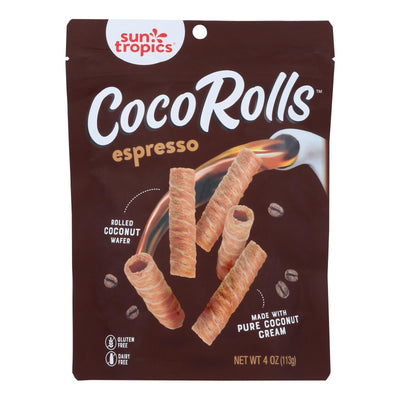 Sun Tropics Coco Rolls Espresso, Rolled Coconut Wafer - Case Of 12 - 4 Oz - Orca Market