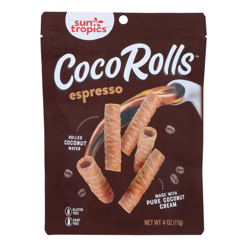 Sun Tropics Coco Rolls Espresso, Rolled Coconut Wafer - Case Of 12 - 4 Oz - Orca Market