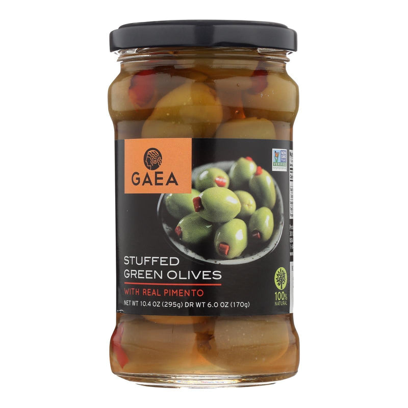 Gaea Stuffed Green Olives With Real Pimento - Case Of 8 - 6 Oz - Orca Market