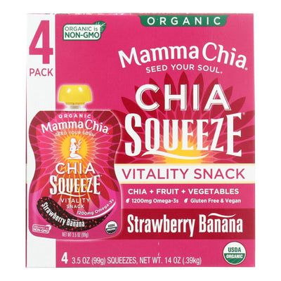 Mamma Chia Organic Squeeze Vitality Snack - Strawberry Banana - Case Of 6 - 3.5 Oz. - Orca Market