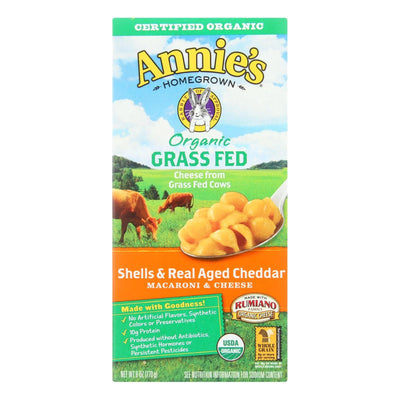 Annies Homegrown Macaroni And Cheese - Organic - Grass Fed - Shells And Real Aged Cheddar - 6 Oz - Case Of 12 - Orca Market