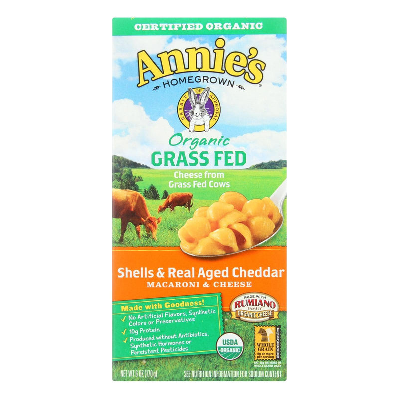 Annies Homegrown Macaroni And Cheese - Organic - Grass Fed - Shells And Real Aged Cheddar - 6 Oz - Case Of 12 - Orca Market