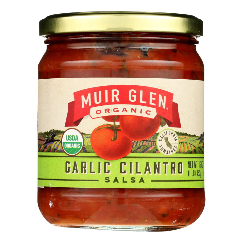 Muir Glen Medium Garlic Cilantro Salsa - Tomato - Case Of 12 - 16 Oz. - Orca Market