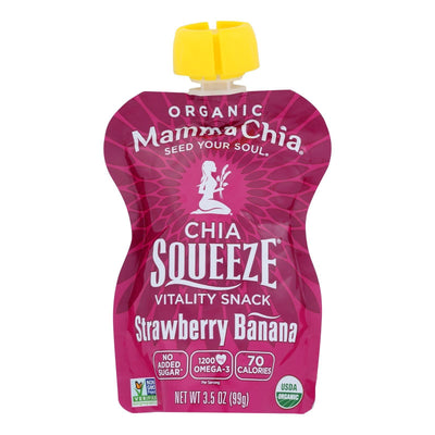 Mamma Chia Squeeze Vitality Snack - Strawberry Banana - Case Of 16 - 3.5 Oz. - Orca Market