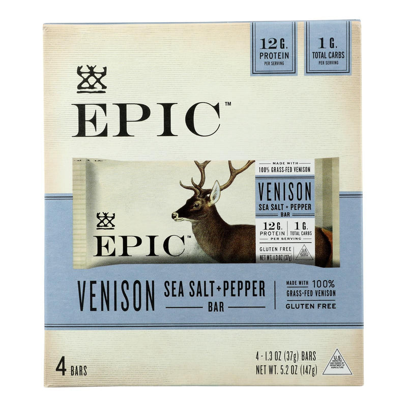 Epic - Bar Venison Sea Salt+ppr - Case Of 8-4/1.3 Oz - Orca Market