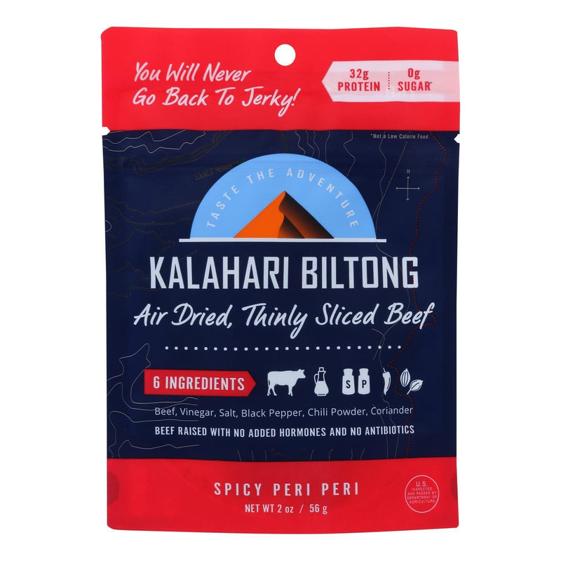 Kalahari Biltong Spicy Peri Peri Air-dried Sliced Beef - Case Of 8 - 2 Oz - Orca Market