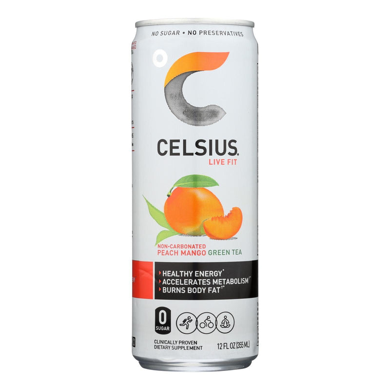 Celcius Live Fit Peach Mango Non-carbonated Green Tea - Case Of 12 - 12 Fz - Orca Market