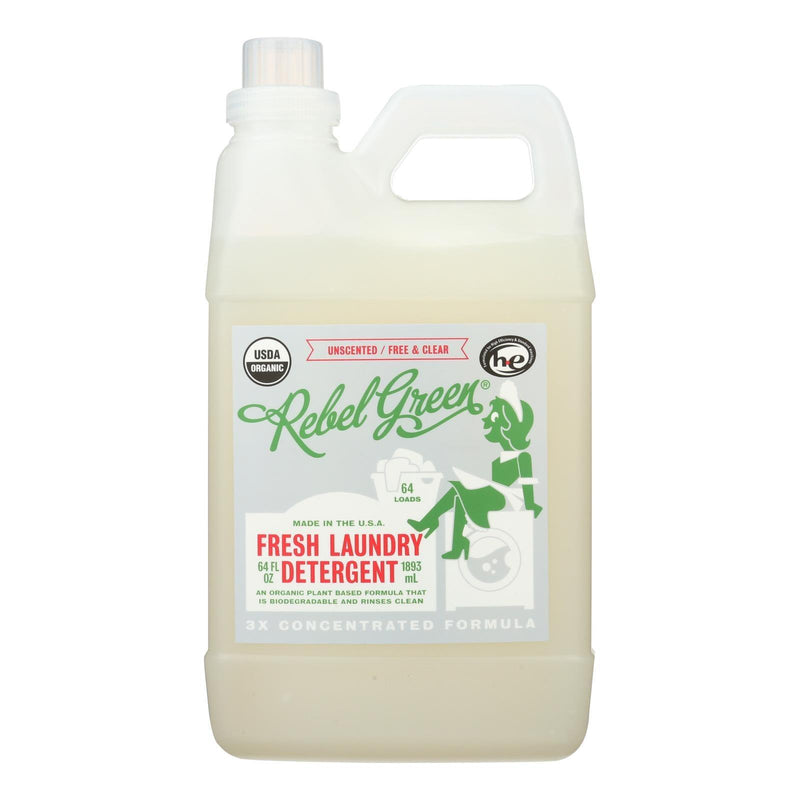 Rebel Green Laundry Detergent - Organic - Unscented - Case Of 4 - 64 Fl Oz - Orca Market