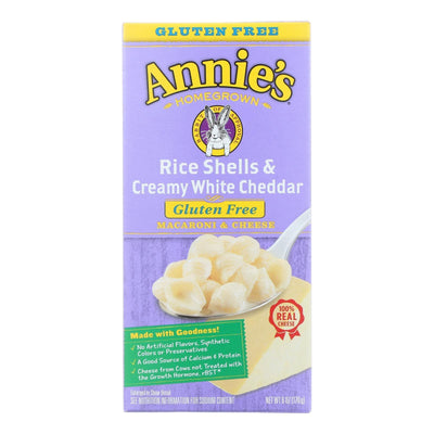 Annies Homegrown Macaroni And Cheese - Rice Shells And Creamy White Cheddar - Gluten Free - 6 Oz - Case Of 12 - Orca Market