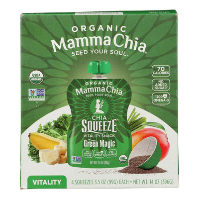 Mamma Chia Squeeze Vitality Snack - Green Magic - Case Of 6 - 3.5 Oz. - Orca Market