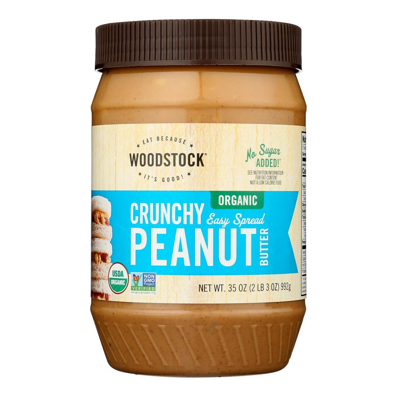 Woodstock Organic Crunchy Easy Spread Peanut Butter - Case Of 12 - 35 Oz - Orca Market