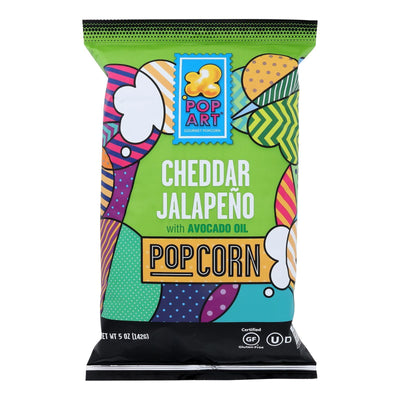 Pop Art Gourmet Popcorn - White Cheddar Jalapeno - Case Of 9 - 5 Oz. - Orca Market