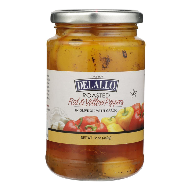 Delallo - Peppers Red & Yellow Roasted With Garlic - Case Of 12-12 Oz - Orca Market