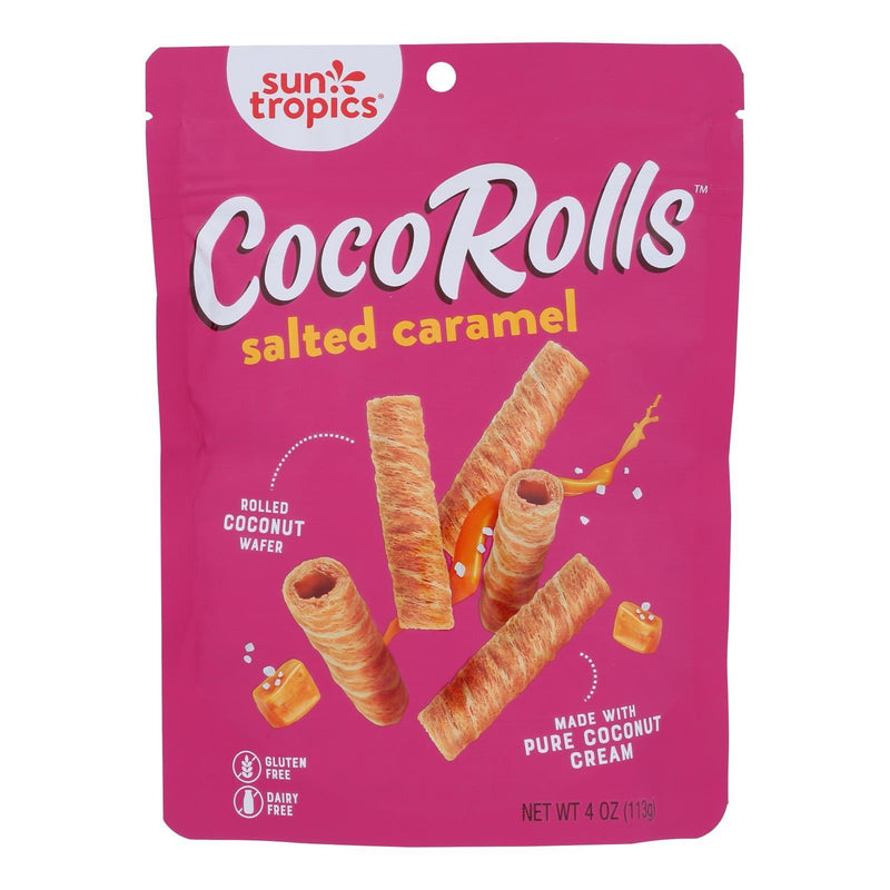 Sun Tropics Coco Rolls Salted Caramel, Rolled Coconut Wafer - Case Of 12 - 4 Oz - Orca Market