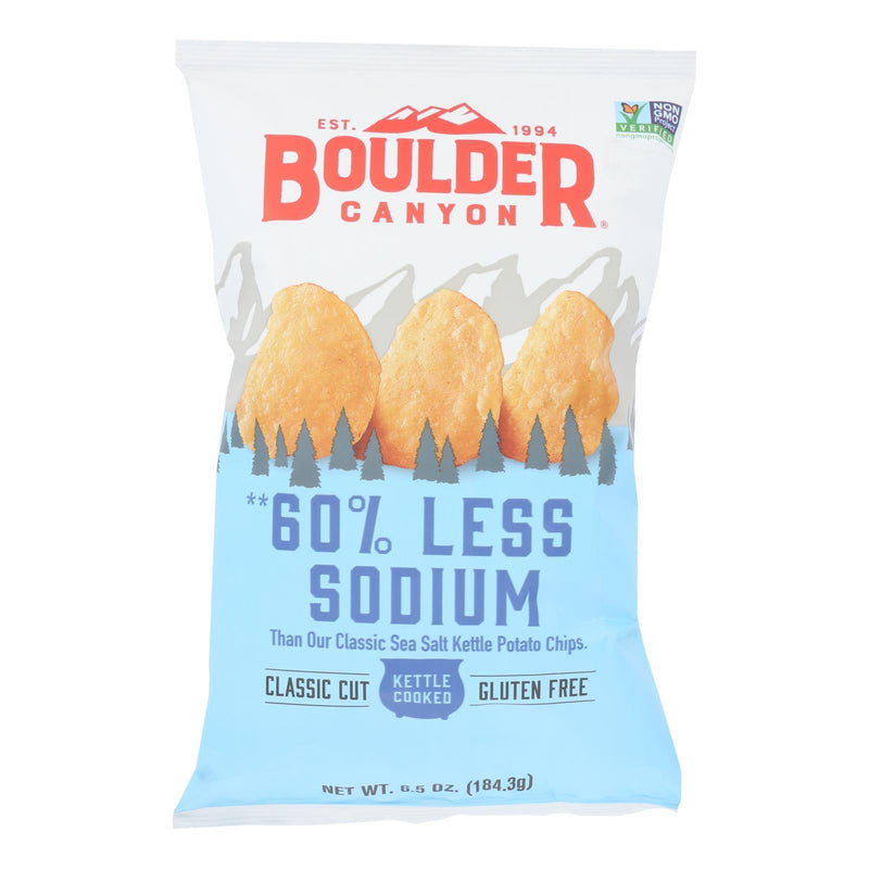 Boulder Canyon Kettle Cooked Potato Chips, 60% Lower Sodium - Case Of 12 - 6.5 Oz - Orca Market