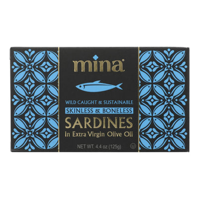 Mina - Sardines Sk/bo In Evoo - Case Of 12-4.4 Oz - Orca Market