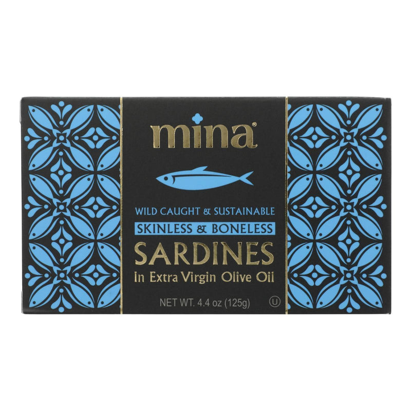 Mina - Sardines Sk/bo In Evoo - Case Of 12-4.4 Oz - Orca Market