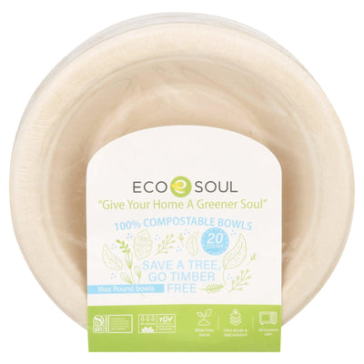 Ecosoul - Round Bowls 16 Oz Bagasse - Case Of 8-20 Ct - Orca Market