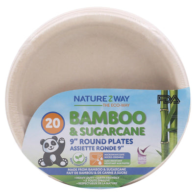 Naturezway - Plate Bmboo Rnd 9in 20ct - Case Of 12-20 Ct - Orca Market