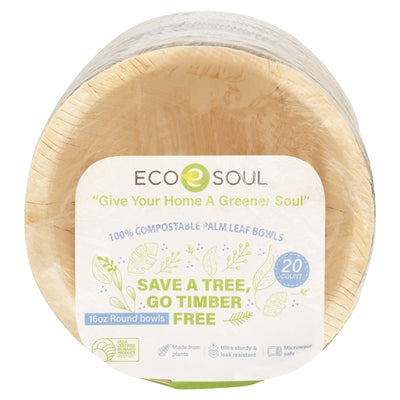 Ecosoul - Rnd Bowls 16 Oz Palm Leaf - Case Of 8-20 Ct - Orca Market