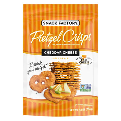 Pretzel Crisps - Pretzel Crisp Cheddar Cheese- Case Of 12-7.2 Oz - Orca Market