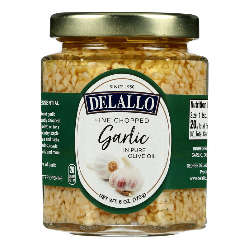 Delallo Fine Chopped Garlic In Pure Olive Oil - Case Of 12 - 6 Oz - Orca Market