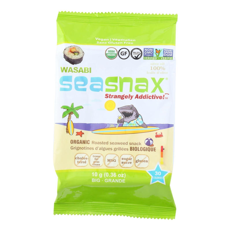 Seasnax Seaweed Snax - Organic - Wasabi - Case Of 12 - .36 Oz - Orca Market