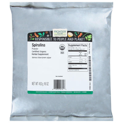 Frontier Herb 100% Organic Spirulina Powder - 1 Lb. - Orca Market