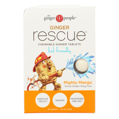 Ginger People Ginger Rescue For Kids - Mighty Mango - 24 Chewable Tablets - Case Of 10 - Orca Market