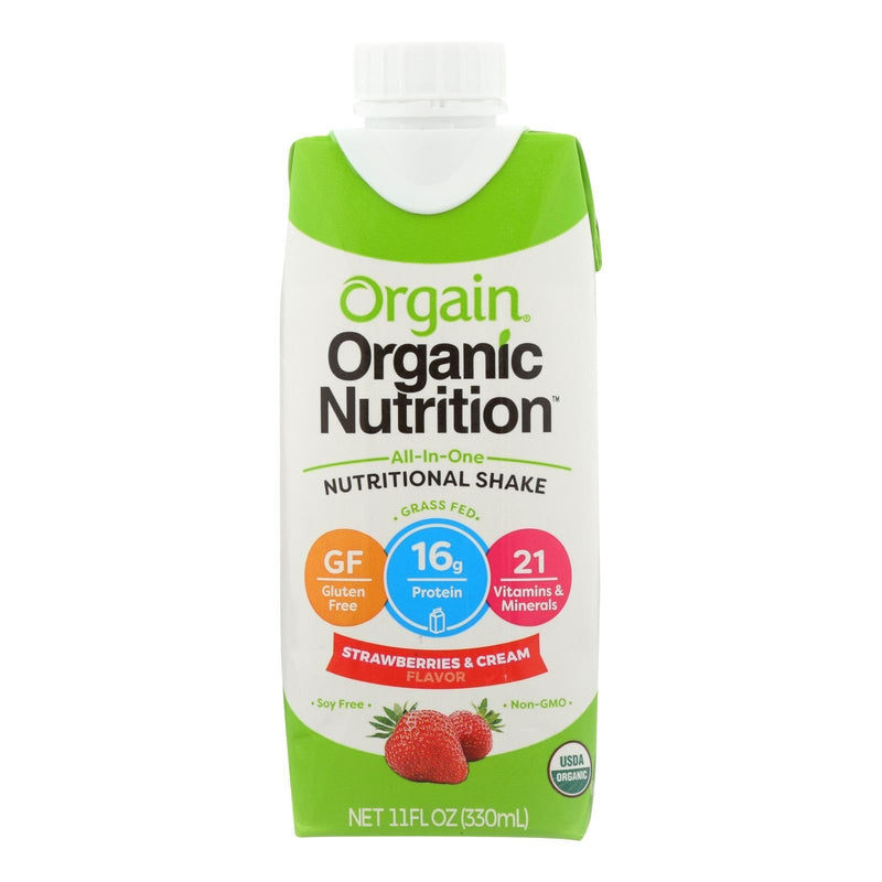 Orgain Nut Shake - Organic - Strawberry & Cream - Case Of 3 - 4/11 Fl Oz - Orca Market