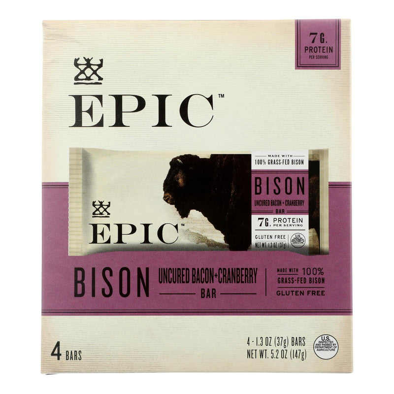 Epic - Bar Bison Uncured Bacon Cranberry - Case Of 8-5.2 Oz - Orca Market