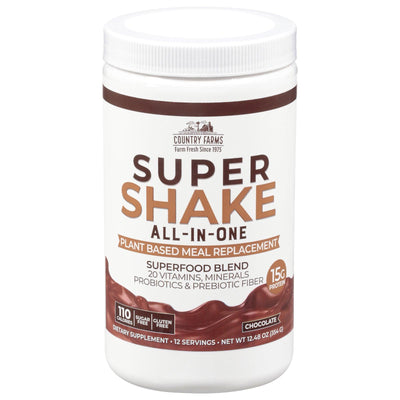 Country Farms - Super Shake Powder Chocolate - 1 Each-12.48 Oz - Orca Market