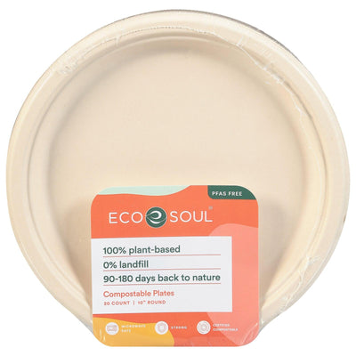 Ecosoul - Rnd Plate 10 Inch Bagasse - Case Of 8-20 Ct - Orca Market