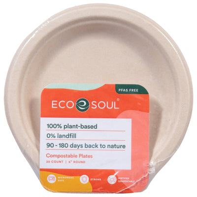 Ecosoul - Round Plates Bagasse - Case Of 8-20 Ct - Orca Market