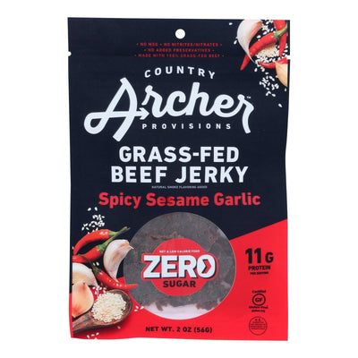 Country Archer - Beef Jerky Spicy Sesame Garlic Zero - Case Of 12-2 Oz - Orca Market