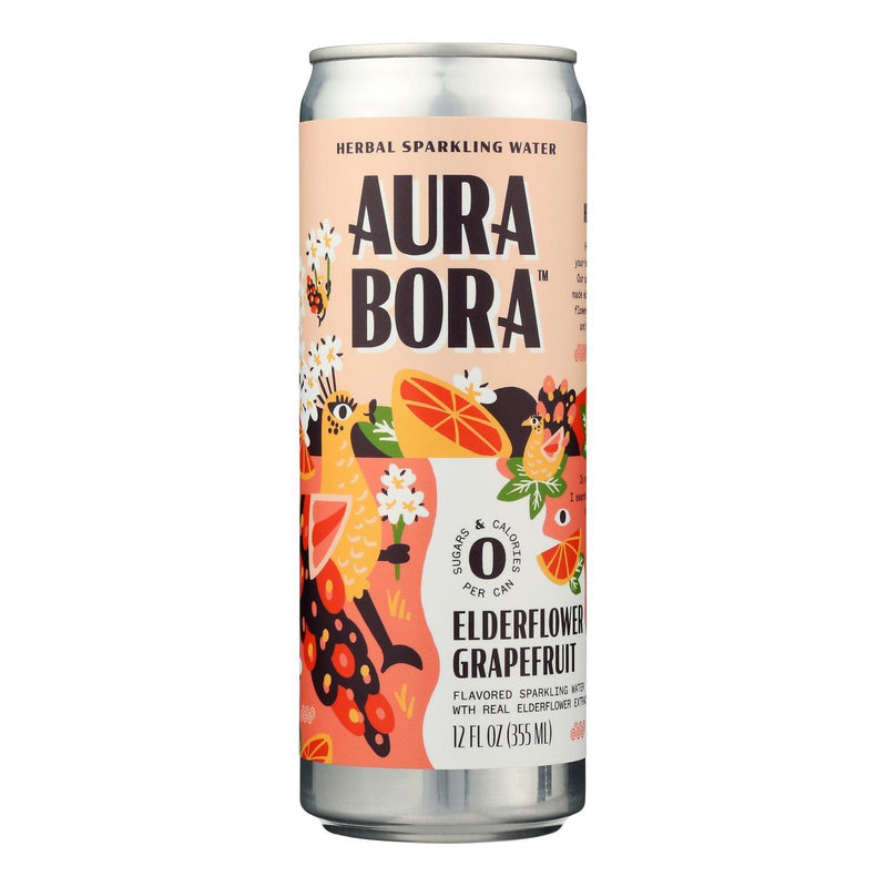 Aura Bora - Sparkling Water Eldflwr Grapefruit - Case Of 12-12 Oz - Orca Market