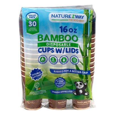 Naturezway - Cups W/lids Bamboo 30 Ct - Case Of 8-30 Ct - Orca Market