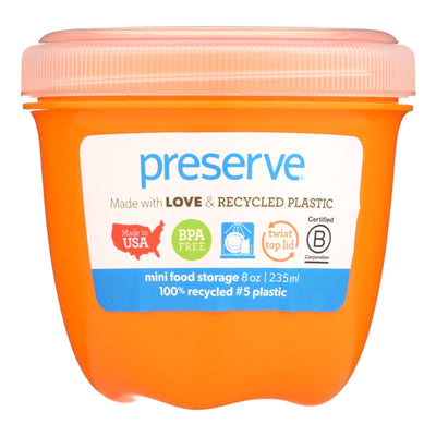 Preserve Food Storage Container - Round - Mini - Orange - 8 Oz - 1 Count - Case Of 12 - Orca Market