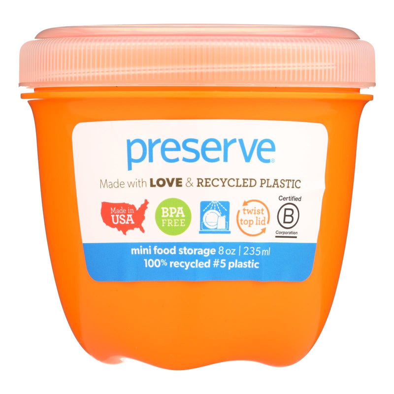 Preserve Food Storage Container - Round - Mini - Orange - 8 Oz - 1 Count - Case Of 12 - Orca Market