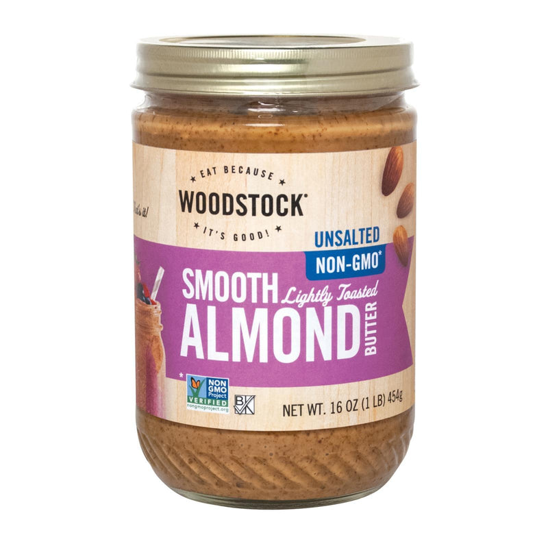 Woodstock Unsalted Non-gmo Smooth Lightly Toasted Almond Butter - Case Of 12 - 16 Oz - Orca Market